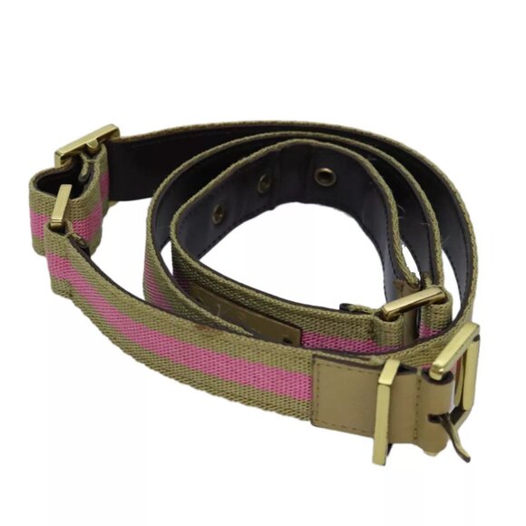 GUCCI Belt Canvas 27.6""-38.6"" Pink Khaki 90737 Auth - Picture 1 of 11